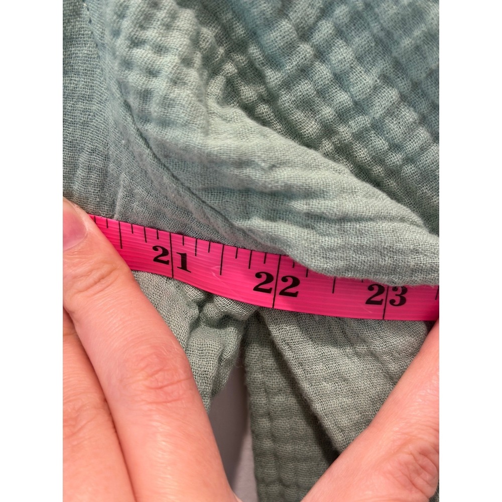 Anne Klein Jeans Sage Green Double Gauze Button Down Shirt Roll Tab Sleeve Med - Picture 8 of 13